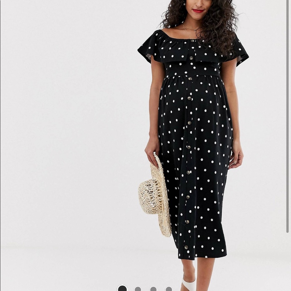 ASOS Maternity Midi Polka Dot Dress